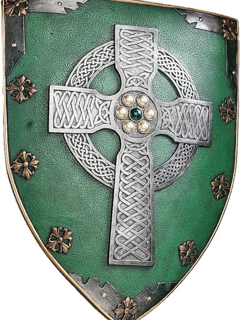 Celtic Cross Wall Sculpture - 18" Medieval Decor, Warrior Shield Art Piece